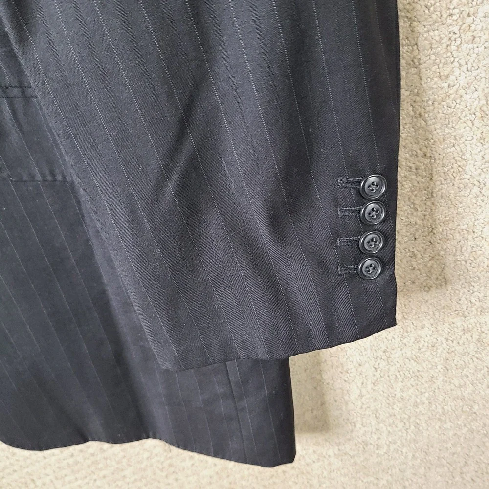 Michael's Jacket Mens 50XL Black Striped Blazer Four Button Peak Lapel Custom